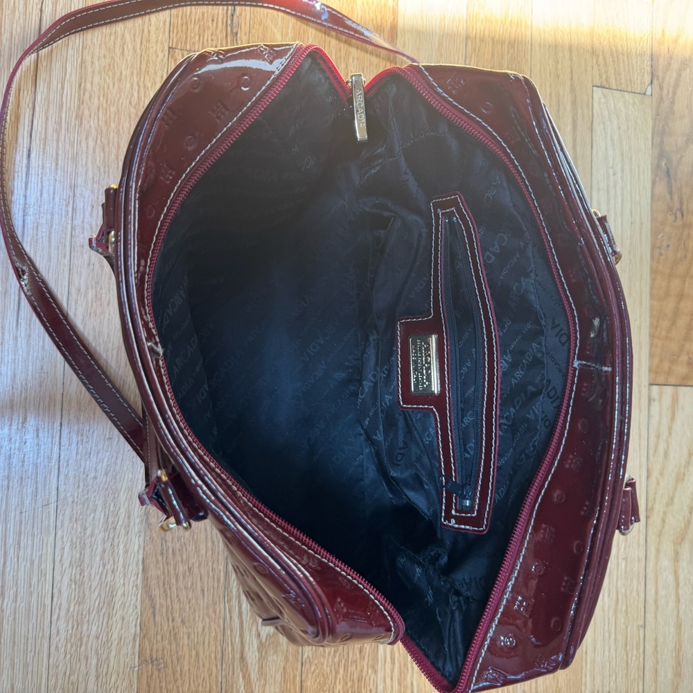 Arcadia Burgundy Satchel with Structured Design - Picture 4 of 5